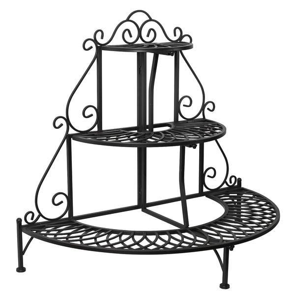 3-Tier Semicircular Outdoor Garden Shelf Patio Decoration