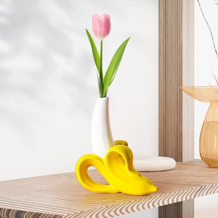 banana-ceramic-flower-vase,-fruit-ornament